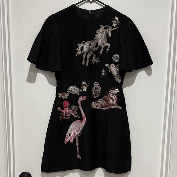 Valentino Fantastic Animals Embroidered Black Mini Dress - 38 - Picture 8 of 8